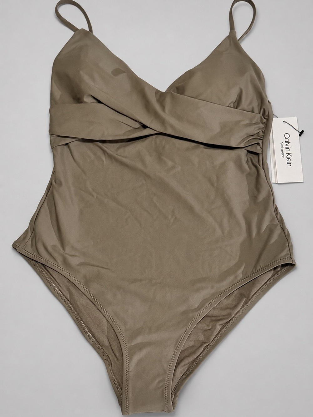 Calvin Klein Olive-Taupe One-Piece Swimsuit